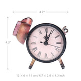 Retro Clock, Pig Shape Clock Metal Pig Figurine Rustic Animal Clock for Home Bedroom Office Decoration (No Battery)