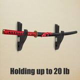 Sword Holder Wall Mount 1-Tier Hook Katana Holder Adjustable Display Hanger for Samurai Sword Tanto Rapier light saber (2pcs)