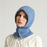 Knitted Pullover Cap Winter Warm Hooded Scarf Hat for Women Men
Windproof Scarf Cap Earflap Knit Hoodie Hats Winter Scarf （2pcxs）