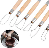 6pcs Clay Sculpting Tools Double Ended Wooden Ribbon Cutter Pottery Clay Modelling Carving Tool for Pottery Ceramics Sculpture