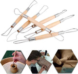 6pcs Clay Sculpting Tools Double Ended Wooden Ribbon Cutter Pottery Clay Modelling Carving Tool for Pottery Ceramics Sculpture