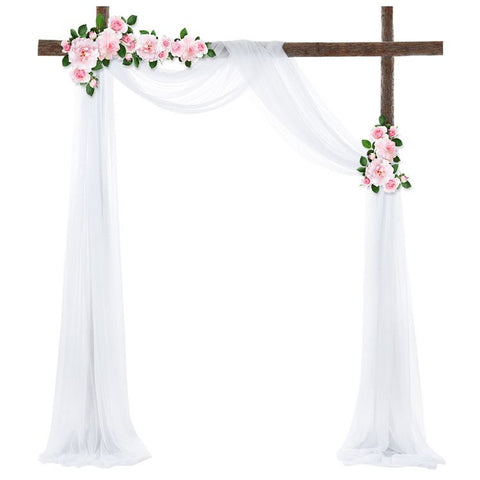 Wedding Arch Draping Fabric 1 Panel of 50*570cm White Chiffon Drapery for Outdoor Ceremony Wedding Ceiling Decorations