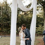 Wedding Arch Draping Fabric 1 Panel of 50*570cm White Chiffon Drapery for Outdoor Ceremony Wedding Ceiling Decorations