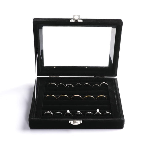 Earring Organizer Tray with Clear Lid,7 Slots Ring Box Velvet Ring Holder Drawer Insert Jewelry Storage Box Jewelry Display Case In Australia - Darrahopens