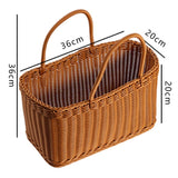 Basket Woven Straw Basket with Handle Grocery Basket Tote Shopping Basket Wicker Picnic Basket Household Storage Basket for Home