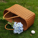 Basket Woven Straw Basket with Handle Grocery Basket Tote Shopping Basket Wicker Picnic Basket Household Storage Basket for Home