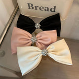 3 Pieces Decorative French Hair Barrettes with Pearl Rhinestone Spring Hair Bow Clips Pins Grips Accessories for Women Girls Teens