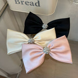 3 Pieces Decorative French Hair Barrettes with Pearl Rhinestone Spring Hair Bow Clips Pins Grips Accessories for Women Girls Teens