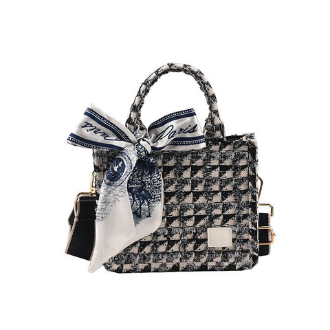 Tote Bag, Denim Fabric Soft Handbag Underarm Bag, Tassels Checkerboard Shoulder Bag, Handbags for Women Vacation Travel In Australia - Darrahopens
