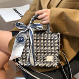 Tote Bag, Denim Fabric Soft Handbag Underarm Bag, Tassels Checkerboard Shoulder Bag, Handbags for Women Vacation Travel In Australia - Darrahopens