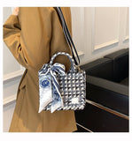 Tote Bag, Denim Fabric Soft Handbag Underarm Bag, Tassels Checkerboard Shoulder Bag, Handbags for Women Vacation Travel
