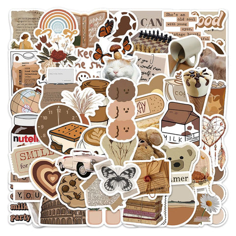 60 Pcs Vintage Stickers, Waterproof Scrapbook Aesthetic Sticker, Daily Planner, Water Bottles, Handbook Junk Diary Stickers In Australia - Darrahopens