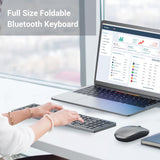 Foldable Bluetooth Keyboard, Wireless Folding Travel Keyboard with Number Pad, Portable Compact Rechargeable Keyboard