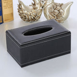 Tissue Box Cover, Leather Rectangle Waterproof Napkin Paper Towel Dispenser Holder for Countertop Home Office Car, Black
