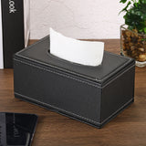 Tissue Box Cover, Leather Rectangle Waterproof Napkin Paper Towel Dispenser Holder for Countertop Home Office Car, Black