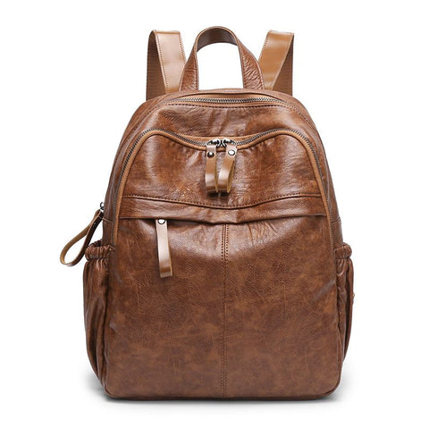 Women Backpacks Pu Leather Shoulder Bag Soft Leather Daypack Double-layer Travel Bag (brown)
Soft Leather Backpack