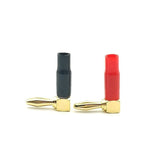 Right Angle Banana Plugs 2 Pairs/4 Pack, 90 Degree Gold Plated Dual Screw Type Speaker Connector for Speaker Wire, Red and Black