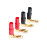 Right Angle Banana Plugs 2 Pairs/4 Pack, 90 Degree Gold Plated Dual Screw Type Speaker Connector for Speaker Wire, Red and Black