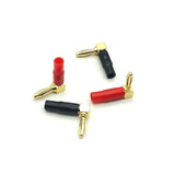 Right Angle Banana Plugs 2 Pairs/4 Pack, 90 Degree Gold Plated Dual Screw Type Speaker Connector for Speaker Wire, Red and Black