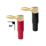 Right Angle Banana Plugs 2 Pairs/4 Pack, 90 Degree Gold Plated Dual Screw Type Speaker Connector for Speaker Wire, Red and Black