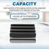 Multiple Laptop Holder Vertical – Adjustable Laptop Vertical Stand Holds 5 Devices, Fits All Laptops Tablets and Mobiles.