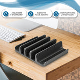 Multiple Laptop Holder Vertical – Adjustable Laptop Vertical Stand Holds 5 Devices, Fits All Laptops Tablets and Mobiles.