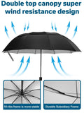 UV Protection Compact Golf Umbrella,Extra Large Oversize Double Canopy Vented Umbrella Windproof Waterproof for Men and Women