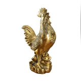 Rooster Figurine Pure Brass Good Luck Chicken Statue Feng Shui Ornament for Home Office Collection Decoration