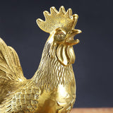 Rooster Figurine Pure Brass Good Luck Chicken Statue Feng Shui Ornament for Home Office Collection Decoration