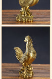 Rooster Figurine Pure Brass Good Luck Chicken Statue Feng Shui Ornament for Home Office Collection Decoration