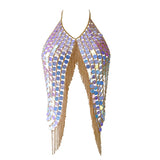 Body Chain Gold Sequins Waist Chains Sexy Tassel Bar Chain Rave Nightclub Party Body Accessories for Women and Girls In Australia - Darrahopens