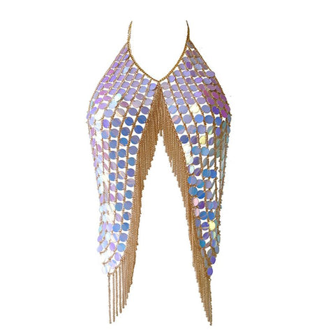 Body Chain Gold Sequins Waist Chains Sexy Tassel Bar Chain Rave Nightclub Party Body Accessories for Women and Girls In Australia - Darrahopens