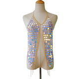Body Chain Gold Sequins Waist Chains Sexy Tassel Bar Chain Rave Nightclub Party Body Accessories for Women and Girls