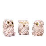 Set of 3 Owl Statues Home Décor,Cute Owl Figurines for Shelf,Living Room Bedroom Office Desktop,Bookshelf,Animal Sculptures Gifts