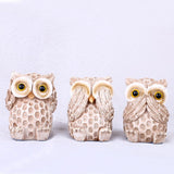 Set of 3 Owl Statues Home Décor,Cute Owl Figurines for Shelf,Living Room Bedroom Office Desktop,Bookshelf,Animal Sculptures Gifts