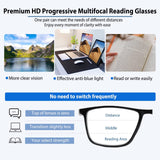 Photochromic Progressive Multifocus Reading Glasses Blue Light Blocking Multifocal Readers Spring Hinge Sunglasses