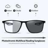 Photochromic Progressive Multifocus Reading Glasses Blue Light Blocking Multifocal Readers Spring Hinge Sunglasses