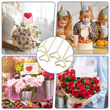 20Pcs Floral Picks Metal Floral Place Card Holder,Heart Loop Picture Holders, Flower Card Holder Stick,Gold Heart Floral Picks