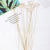 20Pcs Floral Picks Metal Floral Place Card Holder,Heart Loop Picture Holders, Flower Card Holder Stick,Gold Heart Floral Picks