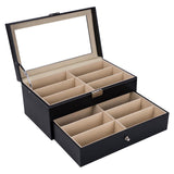 Leather Eyeglasses Storage and Sunglass Glasses Display Drawer Lockable Case Organizer,
Glasses Storage Holder Box with 12 Slots