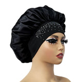 Hair Bonnet Glittering Pearls and Rhinestones Satin Bonnet Wide Band Sleeping Cap
Satin Stretch Night Care Wide-brimmed
