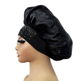 Hair Bonnet Glittering Pearls and Rhinestones Satin Bonnet Wide Band Sleeping Cap
Satin Stretch Night Care Wide-brimmed