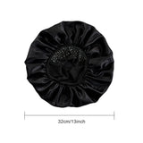 Hair Bonnet Glittering Pearls and Rhinestones Satin Bonnet Wide Band Sleeping Cap
Satin Stretch Night Care Wide-brimmed