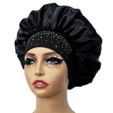 Hair Bonnet Glittering Pearls and Rhinestones Satin Bonnet Wide Band Sleeping Cap
Satin Stretch Night Care Wide-brimmed