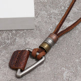 Leather Necklace for Men Double Circle Rings Leather Rope Pendant Necklace Leather Chain Disc Ring Necklace Vintage Jewelry Gift