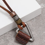Leather Necklace for Men Double Circle Rings Leather Rope Pendant Necklace Leather Chain Disc Ring Necklace Vintage Jewelry Gift