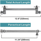 11 Inch Extra Long Adjustable Shower Head Extension Arm With Locking Set Screw,Solid Brass Chrome Finish Angle Height Adjustable