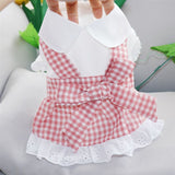 Princess Dresses for Puppy Cat Dress Sweet Cute Doggie Apparel Skirt
Plaid Dog Dress Bowknot Cat Princess Dresses Lace Trim（S）