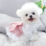 Princess Dresses for Puppy Cat Dress Sweet Cute Doggie Apparel Skirt
Plaid Dog Dress Bowknot Cat Princess Dresses Lace Trim（S）