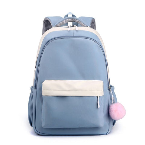Large Capacity Nylon Backpack with Bear Doll for Women Casual Water-Resistant Travel College Daypack （blue） In Australia - Darrahopens